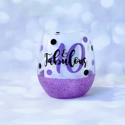 40 & Fablous Glitter Wine Glass, Shot Glass (Wine + Shot)