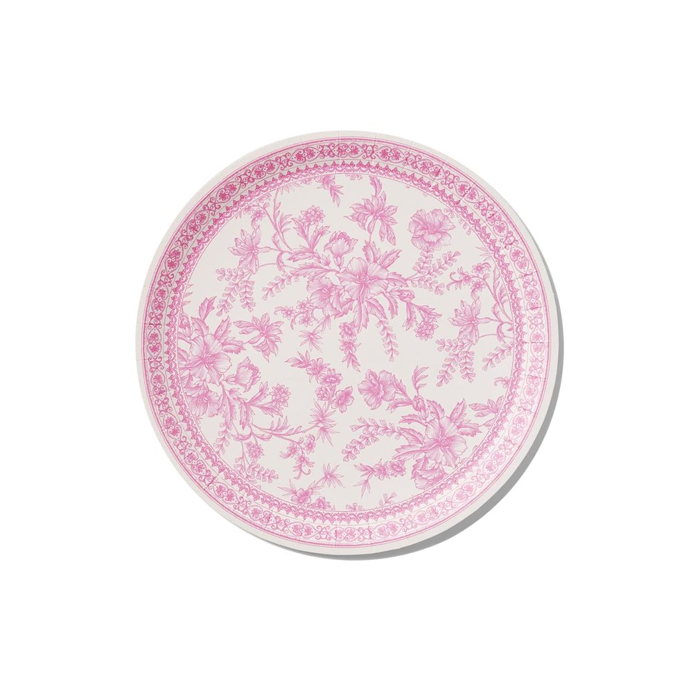 Coterie Decorative Paper Plates (Set of 10 Large Plates) - Pink Floral and White for Bridal/Baby Shower and More - Tea Party Supplies | 9.25 Fancy Plates