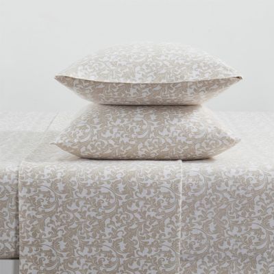 Tahari Home - Full Sheets, 4-Piece Cotton Flannel Bedding with Matching Pillowcases, Brushed for Extra Softness, Cozy Home Decor (Scroll Taupe, Full)