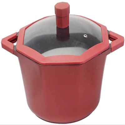 BOMMEL Pots,Saucepan Cooking Pot Stainless Steel Pasta Pot with Double Handle and Glass Lid Milk Pan Dishwasher Oven Safe (Color : Red)