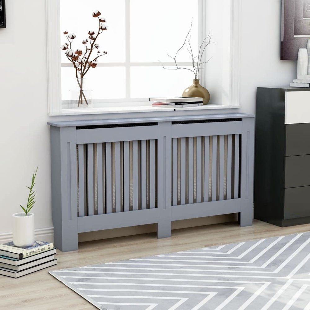 CUMYZO Radiator Cover Anthracite 59.8"x7.5"x31.9" MDF 11.95kg/26.29ib Heating Radiator Accessories
