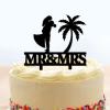 Custom Cake Toppers Bride Groom with Palm Tree Wedding Cake Toppers Beach Theme Black Acrylic Cake Topper Bride And Groom Silhouette Party Cake Supplies with Last Name view 1