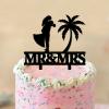 Custom Cake Toppers Bride Groom with Palm Tree Wedding Cake Toppers Beach Theme Black Acrylic Cake Topper Bride And Groom Silhouette Party Cake Supplies with Last Name view 4