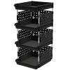 Lifewit Plastic Stackable Storage Baskets, 4 Tier Stacking Bins for Food and Clothes, Multifunctional Organizer for RV, Kitchen, Playroom, Pantry, Black, 35 x 30 x 72 cm/14 x 12 x 28 inch, 1 Pack view 1