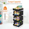 Lifewit Plastic Stackable Storage Baskets, 4 Tier Stacking Bins for Food and Clothes, Multifunctional Organizer for RV, Kitchen, Playroom, Pantry, Black, 35 x 30 x 72 cm/14 x 12 x 28 inch, 1 Pack view 3