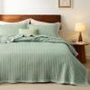 Bedsure Green Quilts King Size - King Quilt Bedding Set Bedspread Coverlet, Lightweight Corduroy Pattern Bedspread, 3-Piece Set with 106"x96" Coverlet & 2 Pillow Shams, All-Season Soft Microfiber view 3