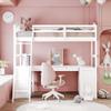 HZSSDTKJ Twin Size Loft Bed with Drawers,Cabinet,Shelves and Desk,Wooden Loft Bed Frame with Inclined Ladder and Safety Guardrail for Kids Teen Girls Boys Adults Bedroom Furniture (White) view 3