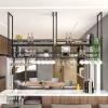 DMCHENGMA Floating Hanging Shelves, Black Wrought Iron Ceiling Shelf Brackets 2 Layer, Wall-Mounted Decorative Racks for Bar Restaurant Easy to Install Storage Shelving (Size : 120x30x100cm) view 3