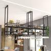 DMCHENGMA Floating Hanging Shelves, Black Wrought Iron Ceiling Shelf Brackets 2 Layer, Wall-Mounted Decorative Racks for Bar Restaurant Easy to Install Storage Shelving (Size : 80x30x100cm) view 1