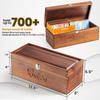 Tidita Acacia Wood Large Recipe Box with 100 Cards 4x6, 8 Dividers - Wooden Recipe Box Set Double Compartment Organizer Keeper with Thick Card Stock - Cards Holder Stand Recipes for Kitchen Counter view 4