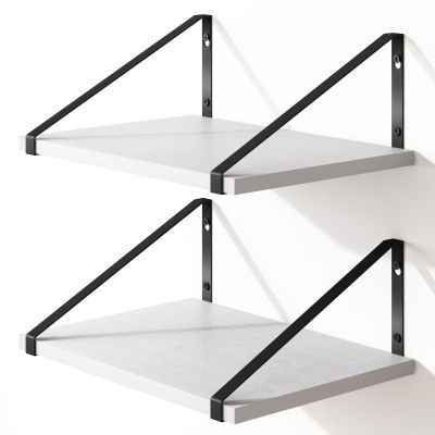 Fixwal 16.5 X 12 X 0.6in Shelves for Room Wall, White Floating Shelves for Wall, Large Rustic Wood Wall Shelf for Bathroom, Kitchen, Laundry Room, Living Room Decor
