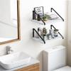 Fixwal 16.5 X 12 X 0.6in Shelves for Room Wall, White Floating Shelves for Wall, Large Rustic Wood Wall Shelf for Bathroom, Kitchen, Laundry Room, Living Room Decor view 2