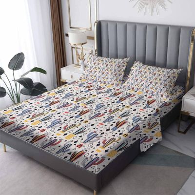 NOGAWA Cactus Sheets California King, Geometric Modern Art Bed Sheets, Patterned Bedding Sheets & Pillowcases 4 Piece Set - Soft Microfiber Deep Pocket Fitted Sheet & Flat Sheet & 2 Pillow Cases