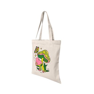 15" L x 16" H Reusable Canvas Mushroom Tote Bag,Grocery Bag,Beach Bag,Shopping Bag
