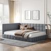 Full Size Upholstered Daybed,Velvet Floor Sofa Bed with Backrest and Armrests,Full Daybed Wood Slats Supports for Living Room BedroomGrey view 1