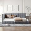 Full Size Upholstered Daybed,Velvet Floor Sofa Bed with Backrest and Armrests,Full Daybed Wood Slats Supports for Living Room BedroomGrey view 3