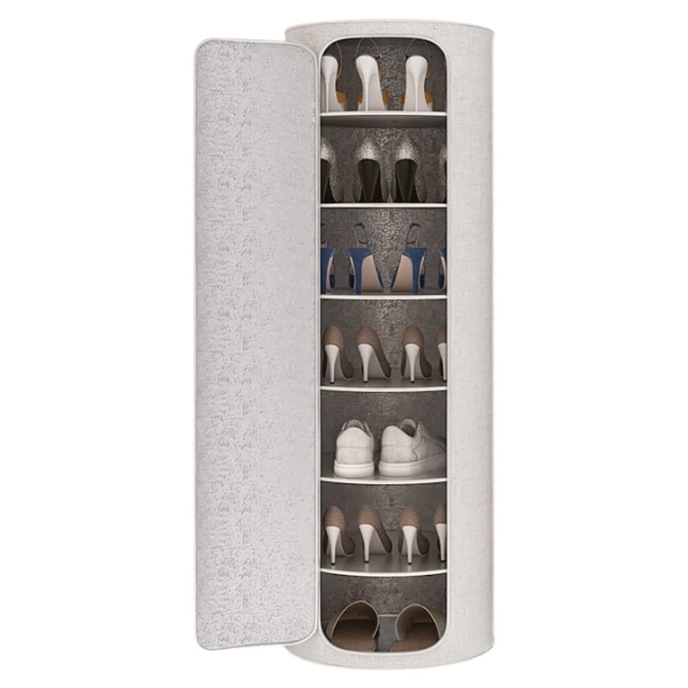 7-Tier Vertical Shoe Racks Creative Round with Door Shoe Shelf Shoe Organizer for Entryway, Living Room, Bedroom Shoe Tower