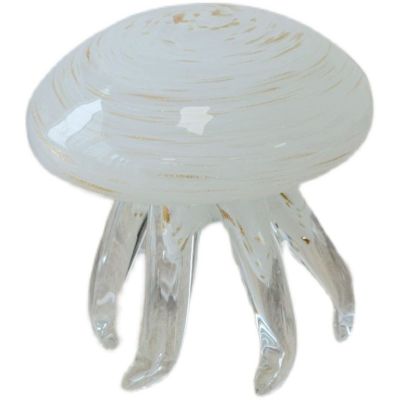 DECRZPB Handmade Glass White Jellyfish Figurine Blown Glass Coloured Glaze Paperweights Birthday Gift Table Ornaments Home Decor