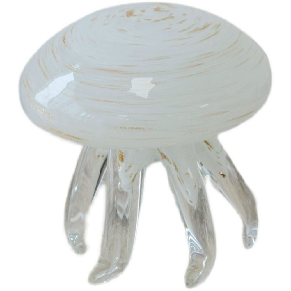 DECRZPB Handmade Glass White Jellyfish Figurine Blown Glass Coloured Glaze Paperweights Birthday Gift Table Ornaments Home Decor