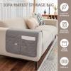 AWAV Sofa Armrest Organizer with 6 Pockets Armchair Organiser Soft Anti-slip Armchair Storage Bag Bedside Pocket for Phone Magazine Books Glasses Drinker Snack, Space Saver Bag (Grey) view 2