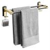 ALDEPO Towel Rail Towel Rack Towel Holder Towel Hanger Double Rod Towel Rail Wall Mounted Towel Rack No Drill Adhesive with Hook Space Aluminum for Restroom Toilet,40cm view 1
