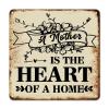 ArogGeld Metal Sign A Mother is The Heart of A Home Aluminum Sign Motivational Heart Warming Home Sign Wall Decor Bright Wall Plaque Poster for Living Room Dining Room Bedroom 10x10in view 1
