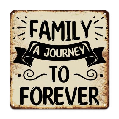 ArogGeld Metal Sign Family A Jorney to Forever Aluminum Sign Inspiring Family Phrase Home Sign Wall Decor Unique Decoration Sign for Indoor Outdoor Farmhouse Coffee 10x10in