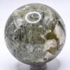 2.1" 250g Green Prehnite w/Black Tourmaline & Open Druzy Sphere Polished Natural Gemstone Crystal Mineral Collectible Ball - Mali + Stand view 1