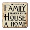 ArogGeld Inspiring Bible Scripture Metal Sign Family Makes This House A Home Metal Wall Art Decorative Home Wall Art Novelty Wall Plaque Poster for Beer Club Bar Pub Cafe Man Cave 15.2x15.2in view 1