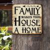 ArogGeld Inspiring Bible Scripture Metal Sign Family Makes This House A Home Metal Wall Art Decorative Home Wall Art Novelty Wall Plaque Poster for Beer Club Bar Pub Cafe Man Cave 15.2x15.2in view 2