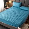 FCLDESHOP Fits Mattress Perfectly Soft Sheet,Thick Quilted Quilting Bed Sheets, Bedroom Hotel Solid Color Non-Slip Mattress Cover Mattress Toppers Pillowcase,Blue,200cmx200cm (3pcs) view 1