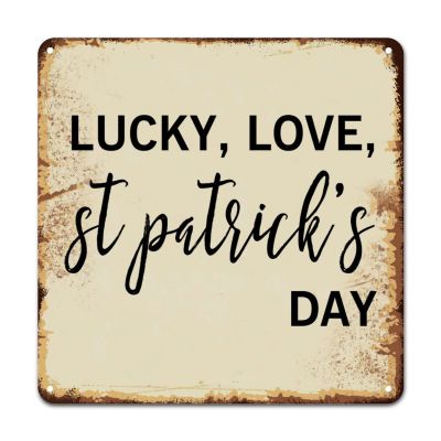 ArogGeld Spiritual Lettering Saying Metal Sign Lucky Love St Patrick's Day Metal Tin Sign Wall Art Home Decor Funny Poster Plaque for Culb Bar Cafe Man Cave Kitchen 15.2x15.2in
