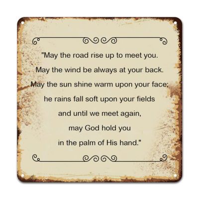ArogGeld Metal Sign May The Road Rise Up to Meet You Metal Wall Art Spiritual Bible Verse Decorative Home Wall Art Abstract Wall Art Decor for Outdoor Street Home Bar Club 10x10in