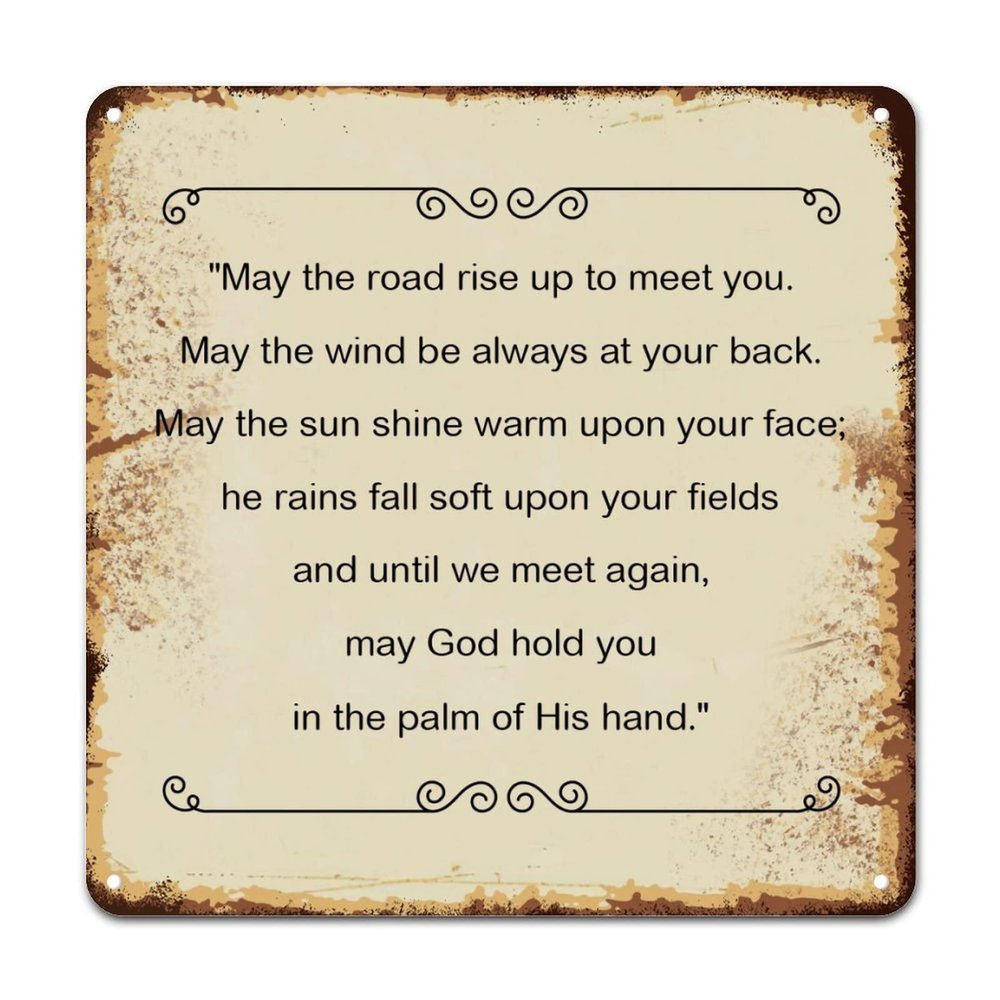 ArogGeld Metal Sign May The Road Rise Up to Meet You Metal Wall Art Spiritual Bible Verse Decorative Home Wall Art Abstract Wall Art Decor for Outdoor Street Home Bar Club 10x10in