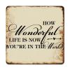 ArogGeld Metal Sign How Wonderful Life is Now You're in The World Aluminum Sign Positive Family Prayer Poster Wall Art Decor Artistic Wall Sign Decor for Bathroom Garden Home Decor Cafe 15.2x15.2in view 1