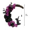 Halloween Moon Wreaths for Front Door-Fall Autumn Wreath Garland, Artificial Flower Wrieaths for Party Home Indoor Outdoor Window Wall view 4