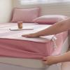 FCLDESHOP Comfortable Fitted Sheet,Solid Color Quilted Quilting Mattress Protector, Bedding Sheet Fits 12"/30cm Deep Mattresses Available in All Seasons,Pink,180 * 200cm (3pcs) view 1
