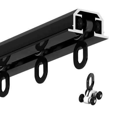 ZAQYCM Built-in Curtain Track Ceiling Mount, Room Divider Sliding Rail for Bedroom/Kids Room/Hospital, Heavy Duty Recessed Curtain Rod for Shower/Closet/Loft (Color : Black, Size : 8m/26ft)