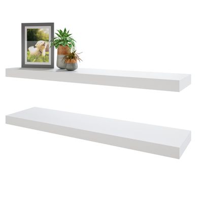 BAMEOS Floating Shelf,Wall Shelf,Decor Wall Mounted Shelves,Hanging Shelf Set for Bathroom Kitchen Living,Kitchen,Room Bedroom Storage (White, 47x9)