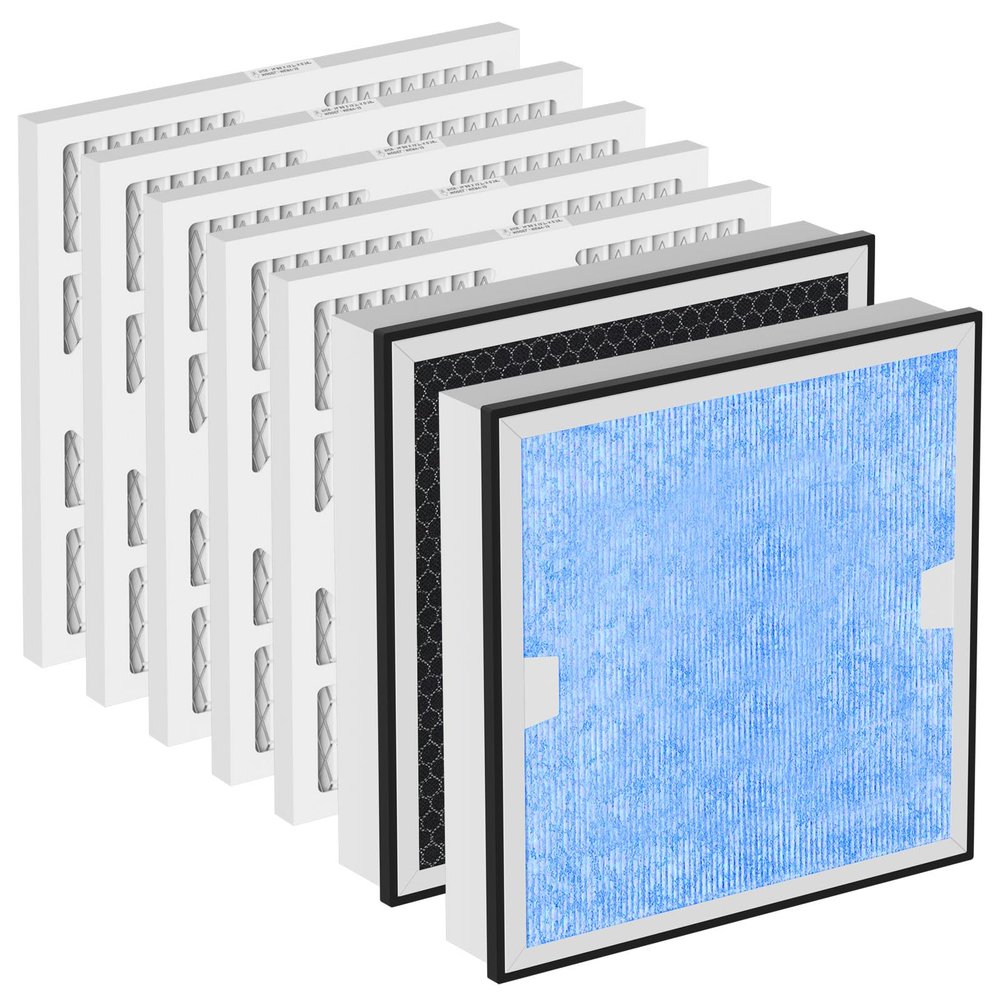 Carmerny HEPA 550 & Activated Carbon MERV-13 Pre-Filter Replacement Set Compatible With AlorAir CleanShield Air Scrubber, 2 HEPA and 5 MERV-13 Pre-Filters