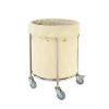 Multi-Function Storage Trolley Organizer Cart Laundry Basket Trolley, Round Commercial Removable Liner Rolling Cart, with 4-inch Mute Wheel, Laundry Sorter Hamper Trolley for Hotel Clothes Storage ( S view 1