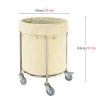 Multi-Function Storage Trolley Organizer Cart Laundry Basket Trolley, Round Commercial Removable Liner Rolling Cart, with 4-inch Mute Wheel, Laundry Sorter Hamper Trolley for Hotel Clothes Storage ( S view 2