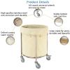 Multi-Function Storage Trolley Organizer Cart Laundry Basket Trolley, Round Commercial Removable Liner Rolling Cart, with 4-inch Mute Wheel, Laundry Sorter Hamper Trolley for Hotel Clothes Storage ( S view 3