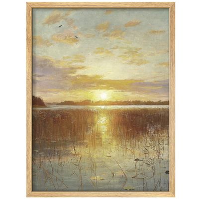 SIGNWIN Framed Horizon Sunset Sky Forest Lake Marsh Wall Art, Decorative Colorful Wall Decor Prints, Nature Wilderness Wall Dcor for Living Room, Bedroom - 8"x10" Natural