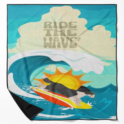 Caroline's Treasures MLM1219TWL3060 Surfer Dog Black English Springer Spaniel Premium Beach Towel Oversized Towel Beach Blanket, Pool, Beach Essentials, Yoga, Premium Bath Towel, Quick Dry Plush