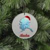 Alaska Christmas Ornament - Winter Theme Featuring Snow, State Terrain Map and Santa Cap - 2026 Hanging Acrylic Disc Decoration for Tree - Unique and Home Decor view 2