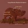 Large Wood Elephant Sculpture, Statues, Animal Figurines, Home Decor Accents, Living Room, Office, Desk, Coffee Table, Book Shelf, Hand Carved, African, Brown view 3
