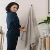 Cozy Earth Ribbed Bath Towel Set - 60% Cotton 40% Viscose from Bamboo Bathroom Towels - Soft & Absorbent Textured Ribbed Pattern - 2 Pack Light Grey view 2