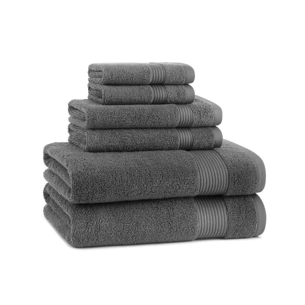 Arkwright Bath Towels Set of 6 - Super Soft 100% Cotton, 600 GSM Quick Dry & Absorbent, Luxury Bathroom Essentials with 2 Shower Towels, 2 Hand Towels and 2 Washcloths, Pewter Grey