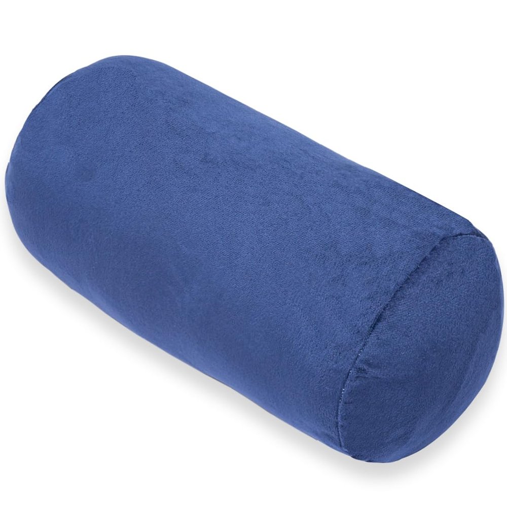 1 MIDDLE ONE Round Cylinder Bolster Pillow with Removable Velvet Cover, Tube Roll Cervical Pillow for Head, Neck, Back and Legs Support, 13"x 6", Blue